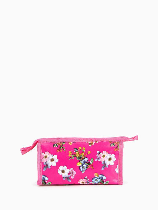 Косметичка на молнии, треугольная, маленькая, с рисунком, розовая