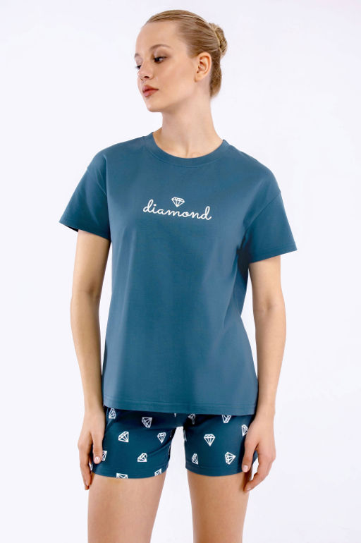 Арт. 9158 Пижама с шортами 42-50 (5 шт) Цвет:изумруд
