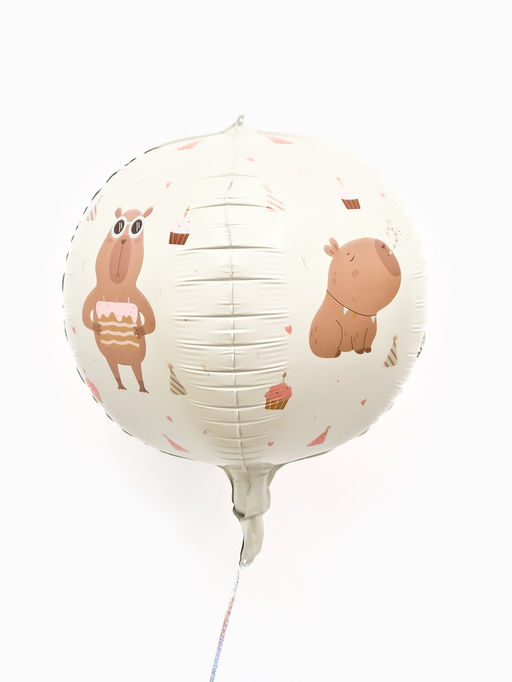 Цена за 2 шт. Воздушный шар фольгированный 25"  сфера «Милые капибары"