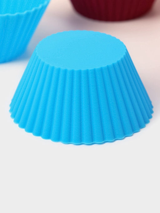 Формы для выпечки кексов Доляна Риб.Круг, силикон, 7?3.3 см, набор 6 шт., МИКС  фото 5