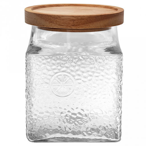 Банка стеклянная прижимная крышка Фреш 1,1л, 11х11см h14см, деревянная крышка с уплотнителем, д/горла - 9,5см, основание - 10,3х10,3см, цветная коробка (Китай) - Домашняя мода фото 3