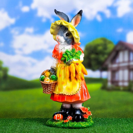 Садовая фигура из полистоуна «Зайчиха с корзинкой», 50×19×22 см