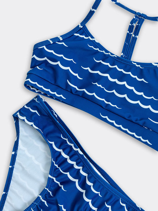 Стильный раздельный купальник синий с рисунком волн для девочек - Mark formelle фото 3