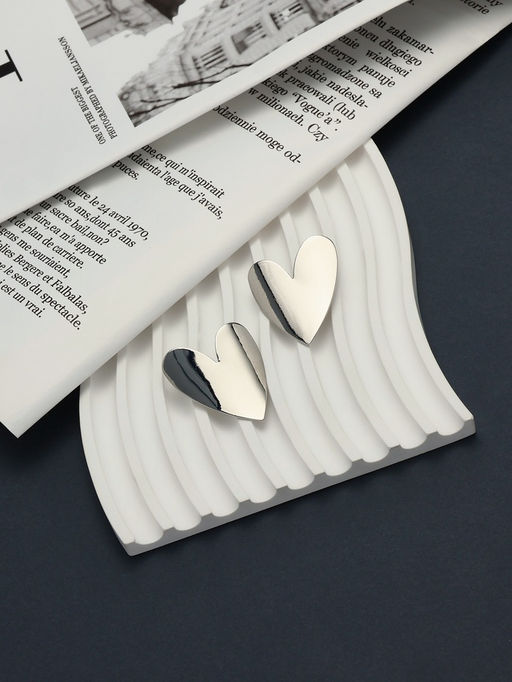 Серьги металл Сердце нежность, цвет серебро - Qf фото 4