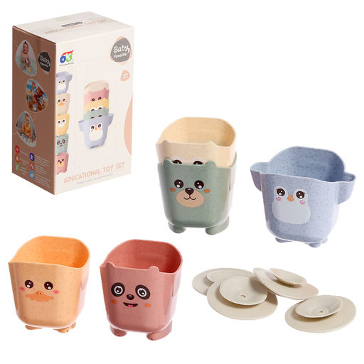 Игрушки для купания «Зверята», набор 5 стаканчиков