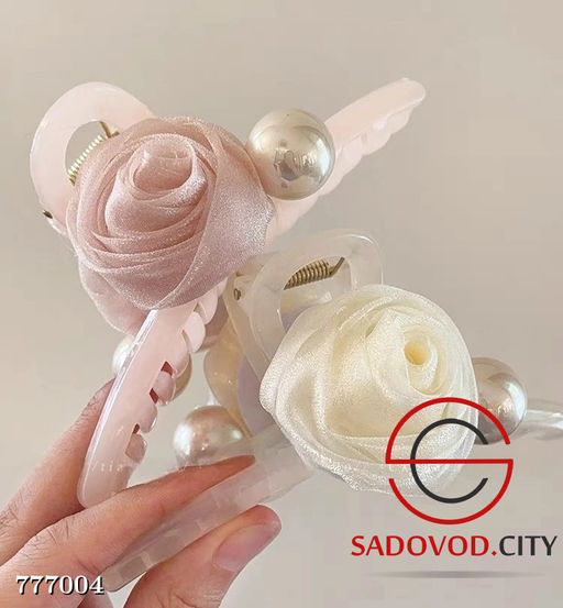 Заколка-краб с цветком и с жемчугом - Bruno фото 2