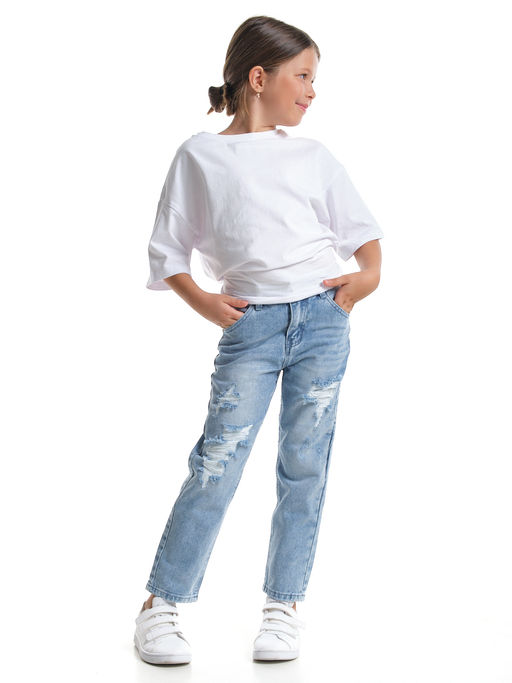 Джинсы голубые для девочки 33-1064 голубой - Mini maxi фото 5