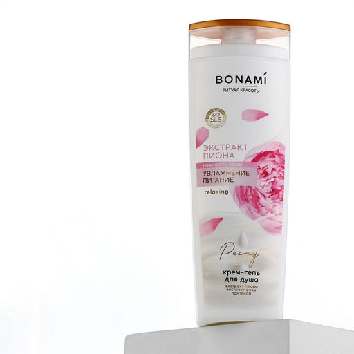 Гель для душа женский с пантенолом, 400 мл, аромат пиона и розы, BONAMI
