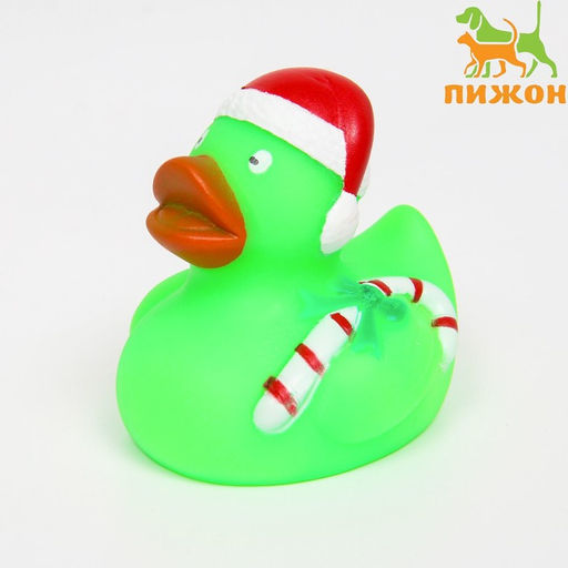 Игрушка пищащая для собак Новогодняя уточка, виниловая 8 х 8 см