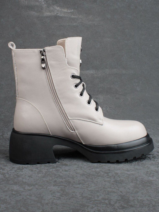 04-M3-H205 BEIGE GRAY Ботинки зимние женские (натуральная кожа, натуральный мех)