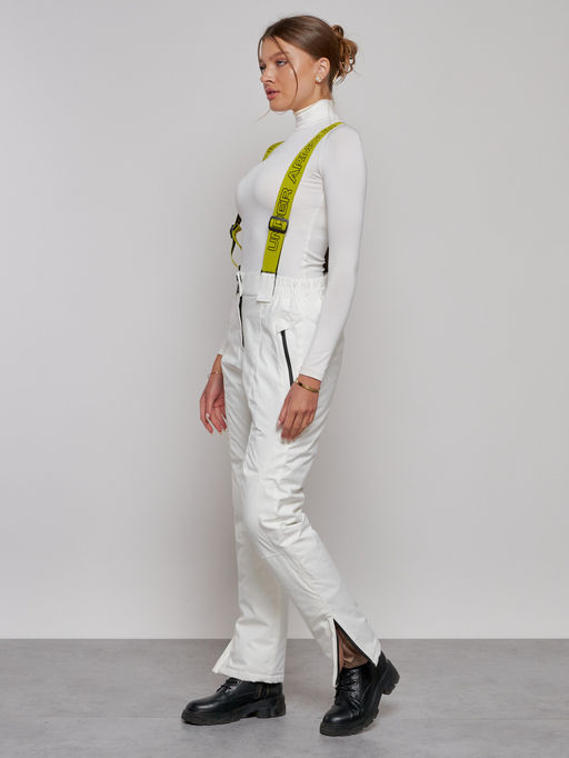 Полукомбинезон утепленный женский зимний горнолыжный белого цвета 526Bl - Chunmai фото 2