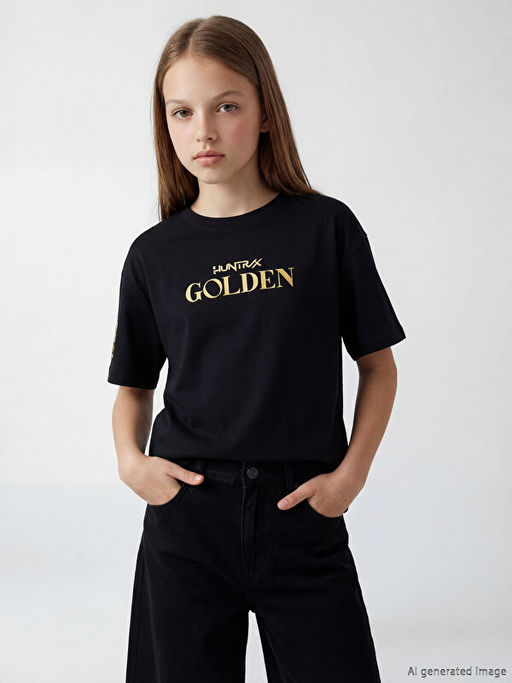 K-Pop Demon Hunters Bask?l? K?z ?ocuk Ti??rt