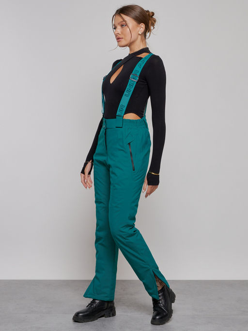 Полукомбинезон утепленный женский зимний горнолыжный зеленого цвета 526Z - Chunmai фото 2