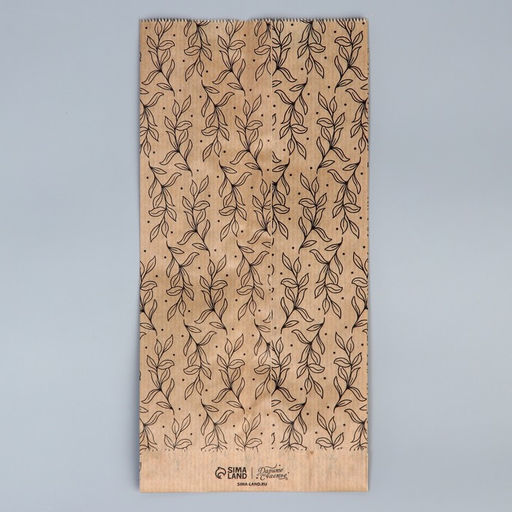 Цена за 50 шт. Пакет бумажный фасовочный, упаковка, крафт, «Ветки» 14 х 30 х 6 см без окна