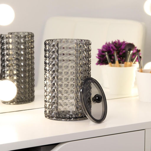 Органайзер для ватных дисков «Black Secret», с крышкой, 18×10×7.5 см, чёрный