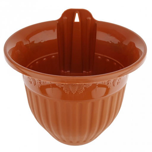 Кашпо для цветов пластмассовое Лозанна 2л, 19х18,5х16см, настенное крепление, полипропилен, терракотовый (Россия) - Домашняя мода фото 2