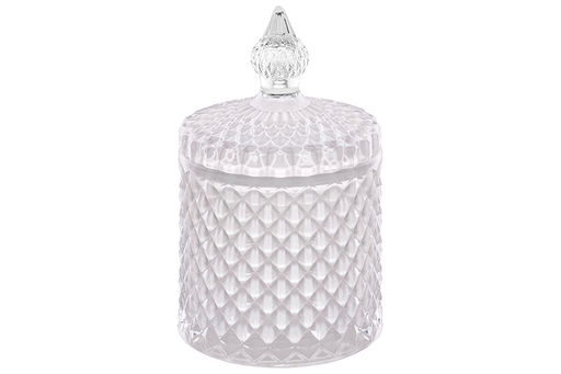 Банка д/хранения 270 мл 8,5*8,5*14 см с крышкой "Ромбики", молочный, стекло