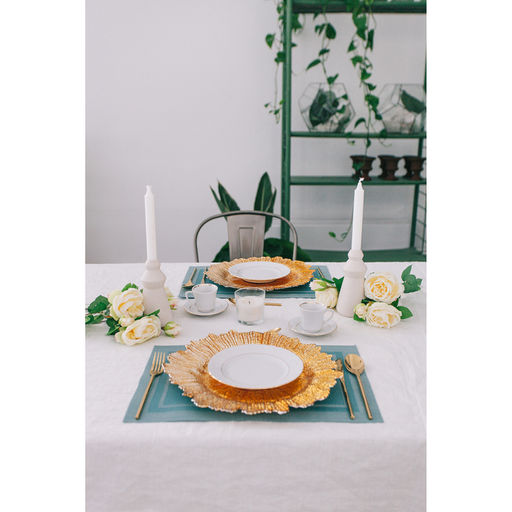 Тарелка-блюдо подстановочное Magistro Сияние, d=34 см, стекло, золотистая фото 6