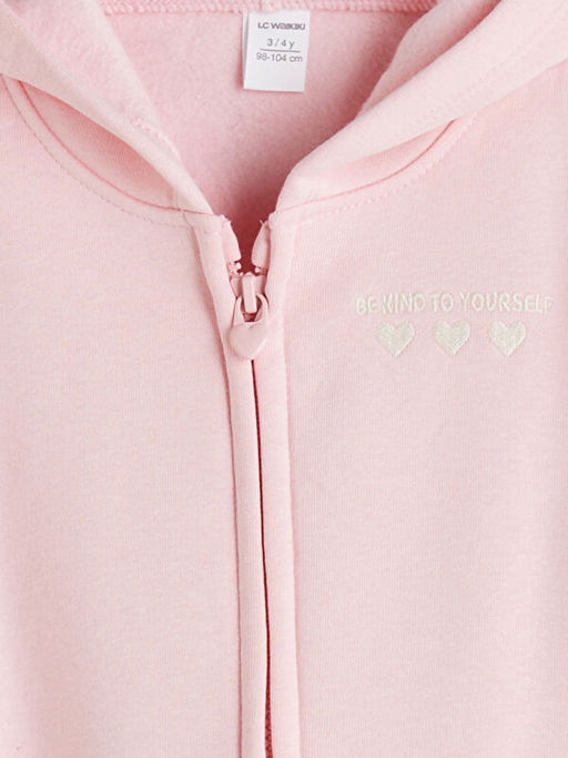 Kap??onlu K?z ?ocuk Fermuarl? Sweatshirt