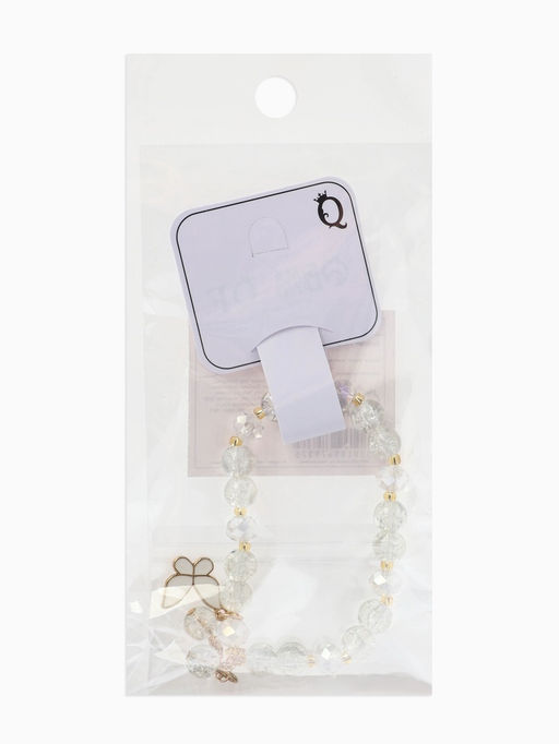 Браслет с подвесками "Сахарный" бабочка, шар №8, цвет белый в золоте