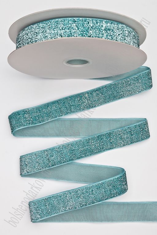 Лента с люрексом 2,5 см*20 ярд (SF-7317) голубой №13