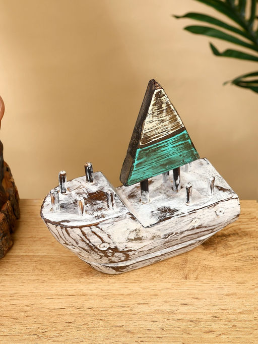 Сувенир «Кораблик», 16×6×17 см, дерево, коричнево-зелёный