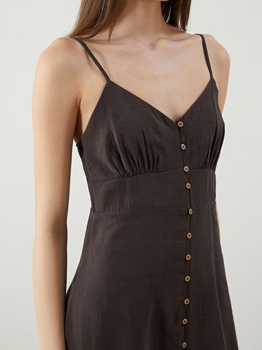 Kalp Yaka B?zg? Detayl? Ask?l? Elbise