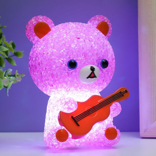 Фигурка светящаяся RISALUX «Мишка», LED-ночник, RGB, от батареек 3×LR44, 10×10×15.5 см, МИКС