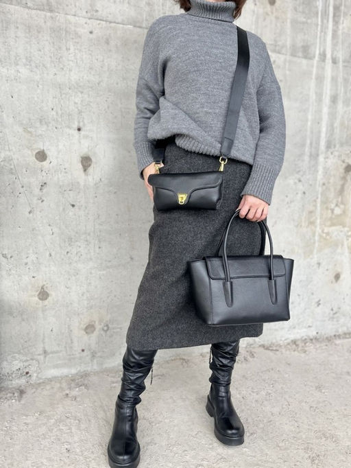 Женская кожаная сумка с клатчем 509286 Блек