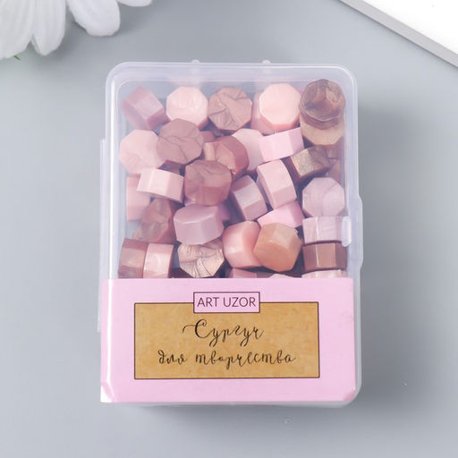 Сургуч в гранулах в коробочке «Восьмигранник», розовый вечер, 30 г, 2.4×5.5×7 см