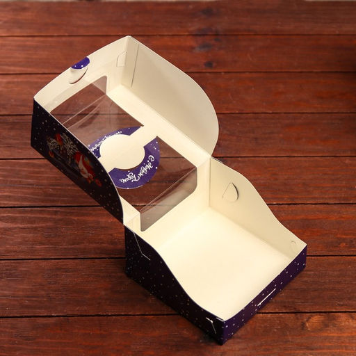 Цена за 5 шт. Коробка под бенто-торт с окном Новогодняя ночь, 14 х 14 х 8 см - Simaland фото 4