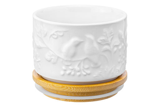 Банка д/хранения 250 мл 9,3*9,3*7 см Птички на ветке + дер. крышка-подставка с сил. упл. - Elan gallery фото 6