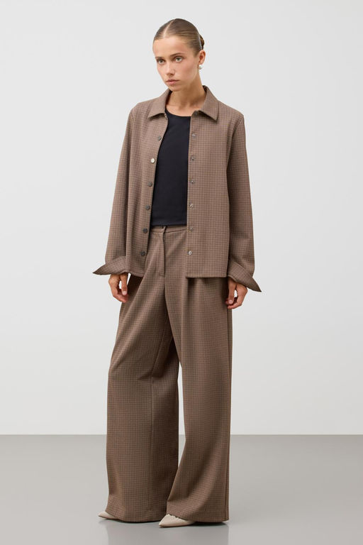 ЕВТ 3245/черный кофе,имитация текстиля рубашка жен