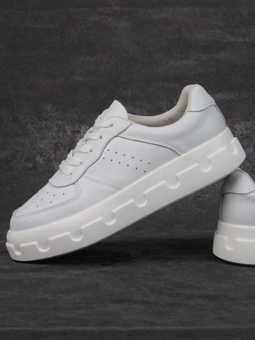 05-PDXL101-1 WHITE Кроссовки женские (натуральная кожа)