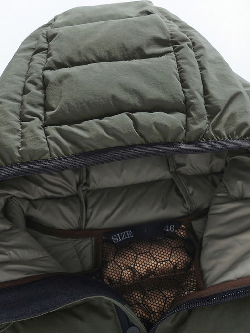 Куртка женская гибридная стёганая с капюшоном с графеновой подкладкой цвета хаки 9622_1Kh