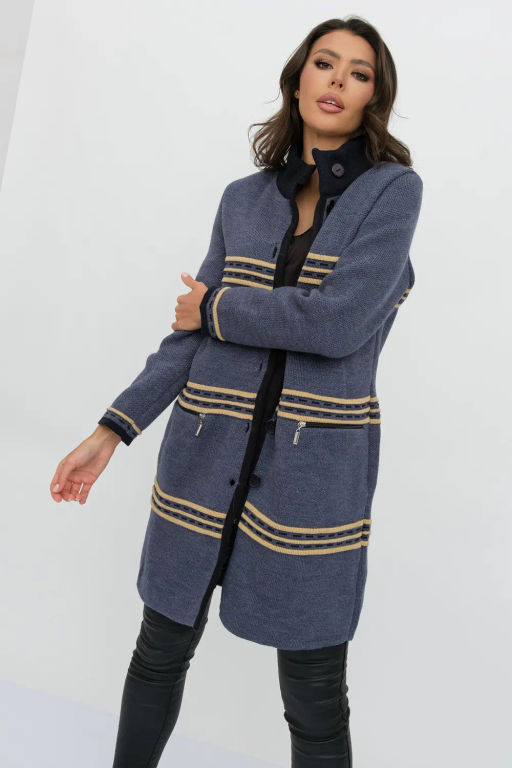 ЗЛАТА Кардиган В 1617/джинсовый микс