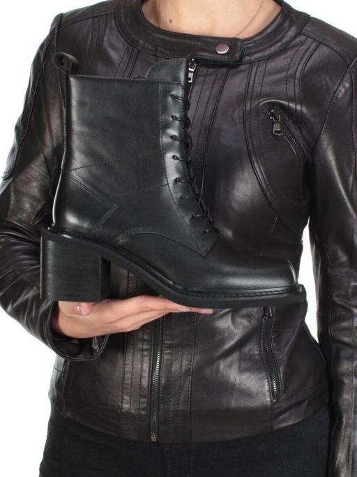 01-E21B-2A BLACK Ботинки демисезонные женские (натуральная кожа, байка) - Фабричный китай фото 3