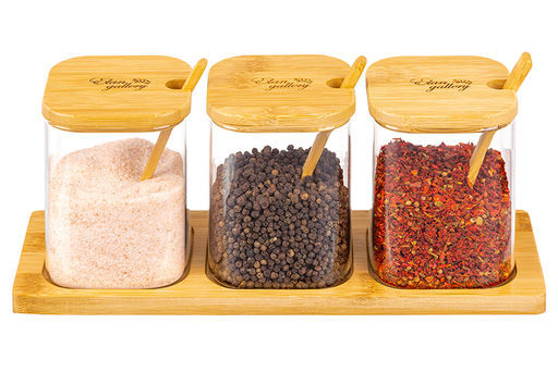 Набор банок для специй Elan Gallery Crystal Glass 3 шт 450 мл с ложкой фото 14