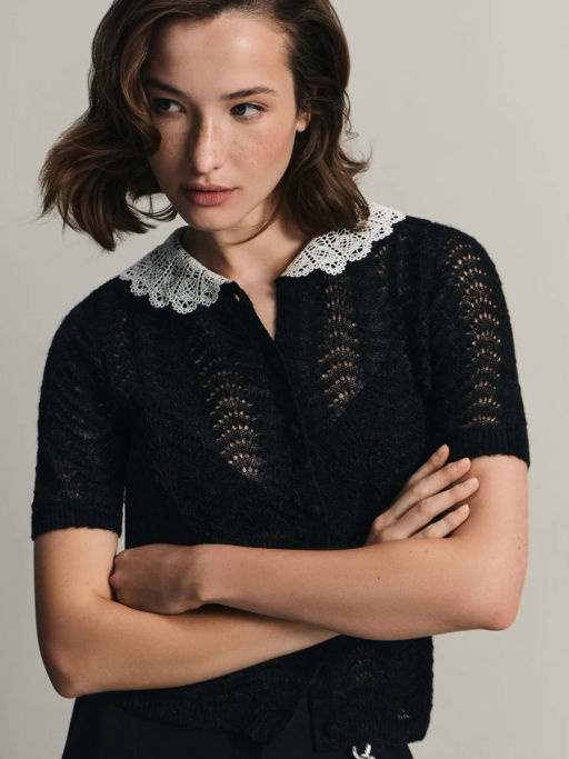 Ажурный джемпер с кружевным воротником / Zarina