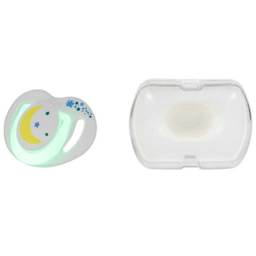 Силиконовая ортодонтическая пустышка с боксом для хранения 0+, День и Ночь 7123817
