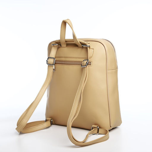 Рюкзак женский из искусственной кожи на молнии, 3 кармана, цвет бежевый - Simaland фото 3