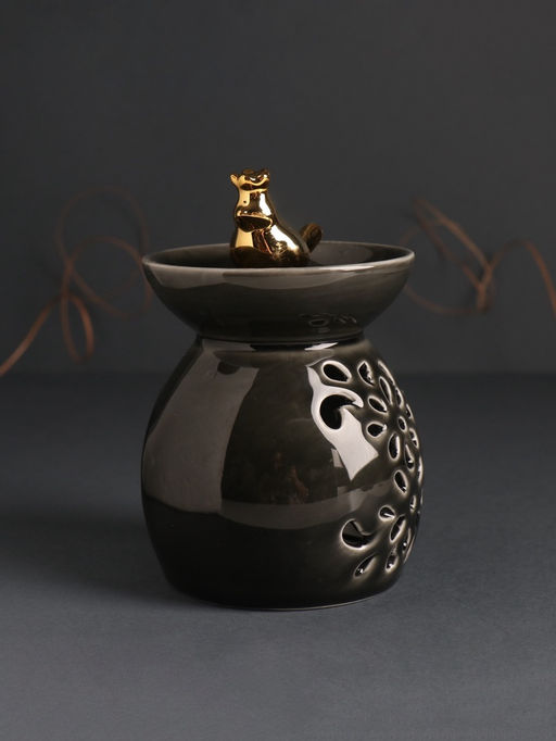 Аромалампа для эфирных масел Птичка в короне в чаше, керамика, чёрный перламутр, 9?9?13 см - Simaland фото 2