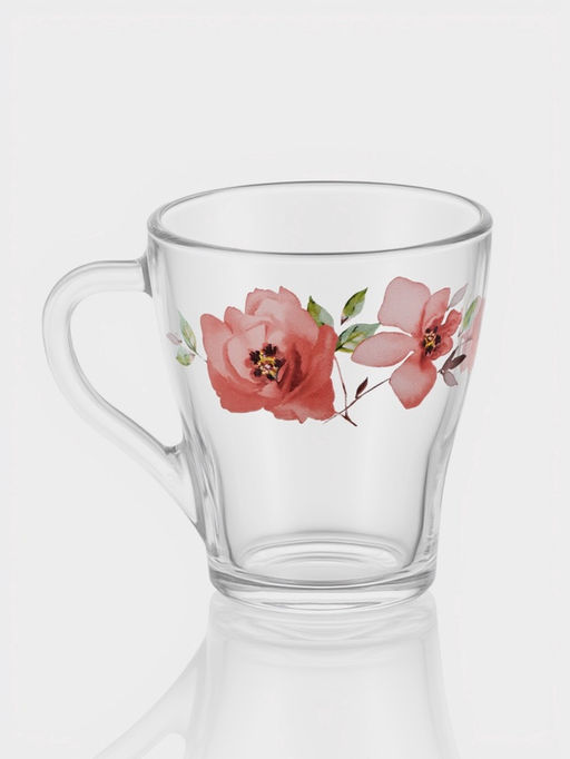 Цена за 20 шт. Кружка ОСЗ Акварельные цветы, 250 мл, стекло, рисунок МИКС