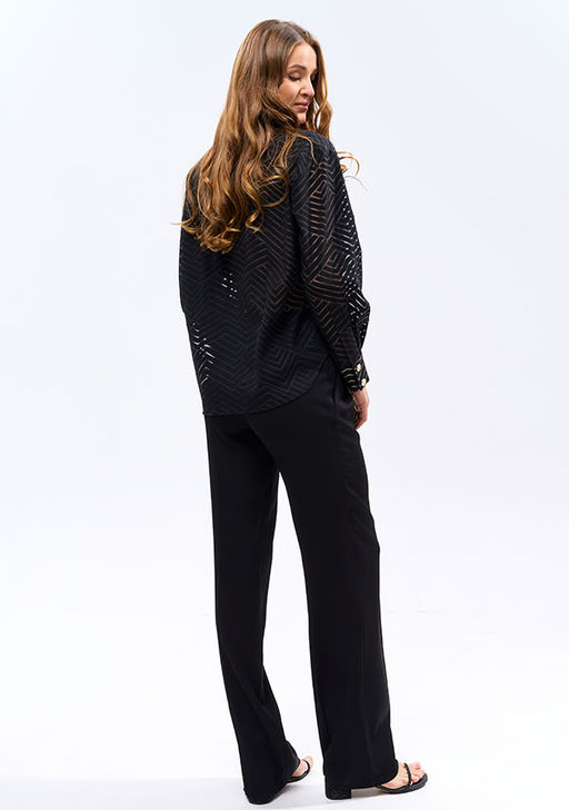 N-2505 Брюки женские из вискозы с поясом на резинке черный