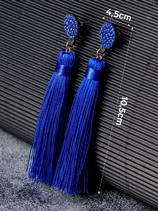 Серьги Кисти гармония, цвет синий L кисти 9.5 см