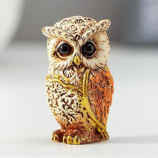 Цена за 2 шт. Фигурка полистоун «Филин беж с оранжевыми крыльями», 5×2.8×3 см, МИКС