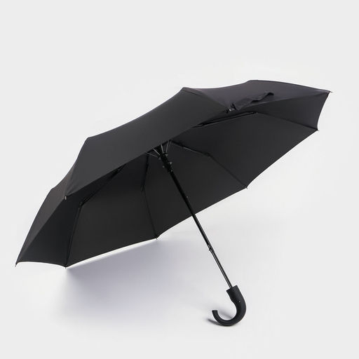 Зонт - трость полуавтоматический Мрак, эпонж, 3 сложения, 8 спиц, R = 47 см, цвет чёрный