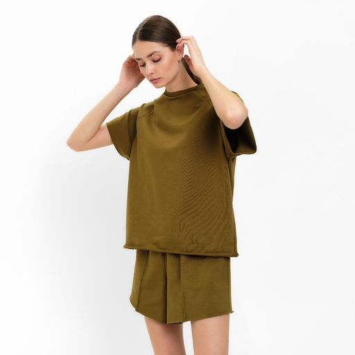 Костюм женский (майка, шорты) MINAKU: Casual Collection, хаки, размер 48