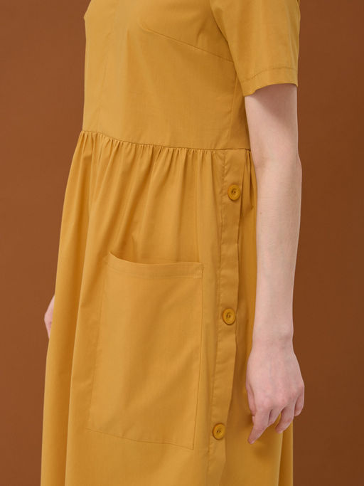 Платье хлопок OD-795-3 с планкой горчица OD-795-3 - Tantino фото 10