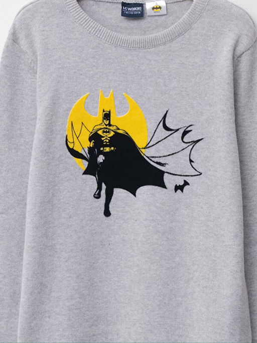 Bisiklet Yaka Batman Desenli Uzun Kollu Erkek ?ocuk ?nce Triko Kazak - Waikiki фото 3